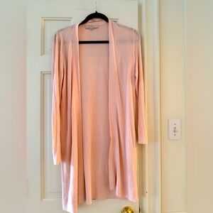 Loft women’s pink ribbed cardigan. Size small.
